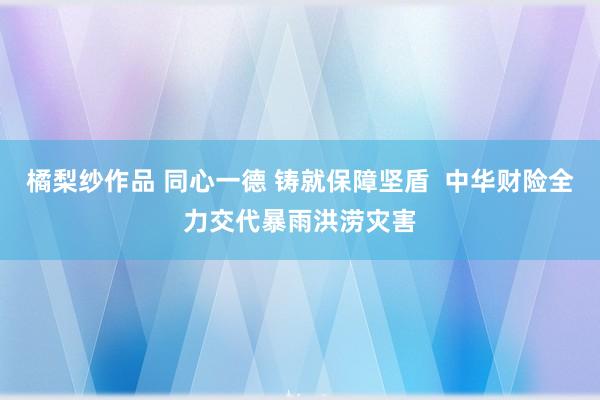 橘梨纱作品 同心一德 铸就保障坚盾  中华财险全力交代暴雨洪涝灾害