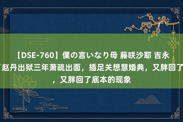 【DSE-760】僕の言いなり母 藤咲沙耶 吉永はるか 胖丫赵丹出狱三年萧疏出面，插足关想慧婚典，又胖回了底本的现象