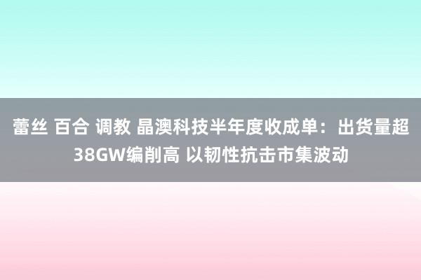 蕾丝 百合 调教 晶澳科技半年度收成单：出货量超38GW编削高 以韧性抗击市集波动