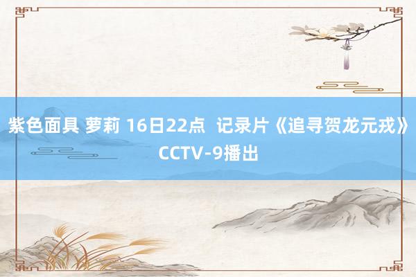 紫色面具 萝莉 16日22点  记录片《追寻贺龙元戎》CCTV-9播出